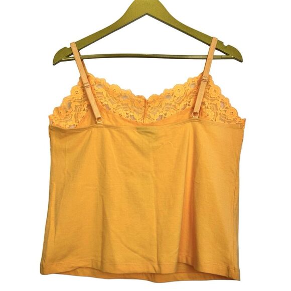 Vintage Avenue Women Y2K Lace Trim Cami Size 14/16 Orange Preppy Ribbed Knit 90S - Picture 2 of 7
